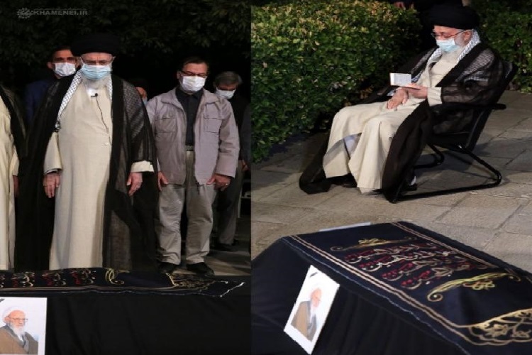 اقامه نماز رهبر انقلاب بر پیکر علامه حسنزاده آملی اقامه نماز رهبر انقلاب بر پیکر علامه حسنزاده آملی