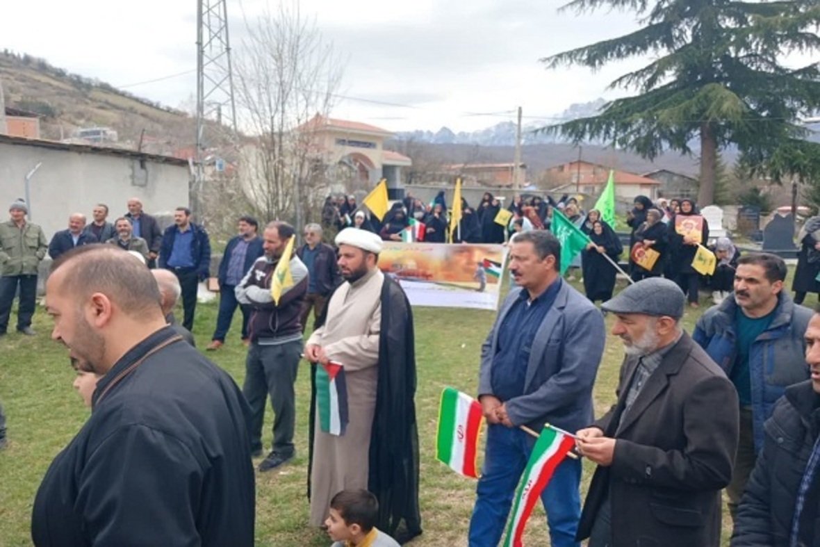 راه‌پیمایی روز قدس مردم روزه دار و مومن روستای سنگده بخش دودانگه ساری